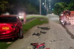 Accidente en la vía al Aeropuerto Perales de Ibagué deja tres personas lesionadas